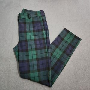 J. Crew Women 8 Green Tartan Plaid High Rise Ruby Full Length Pants